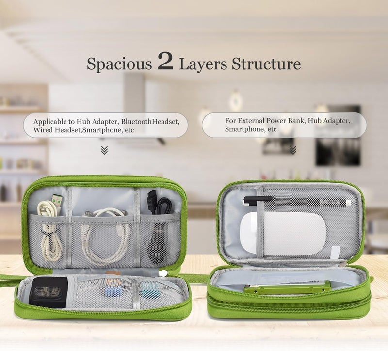 CAOODKDK Electronic Organizer Travel Cable Accessories Bag, Electronic Organizer Case, Electronic Accessories Organizer Bag for Power Bank, Charging Cords, Chargers, Mouse, USB Cable, Earphones (Green) - Image 4